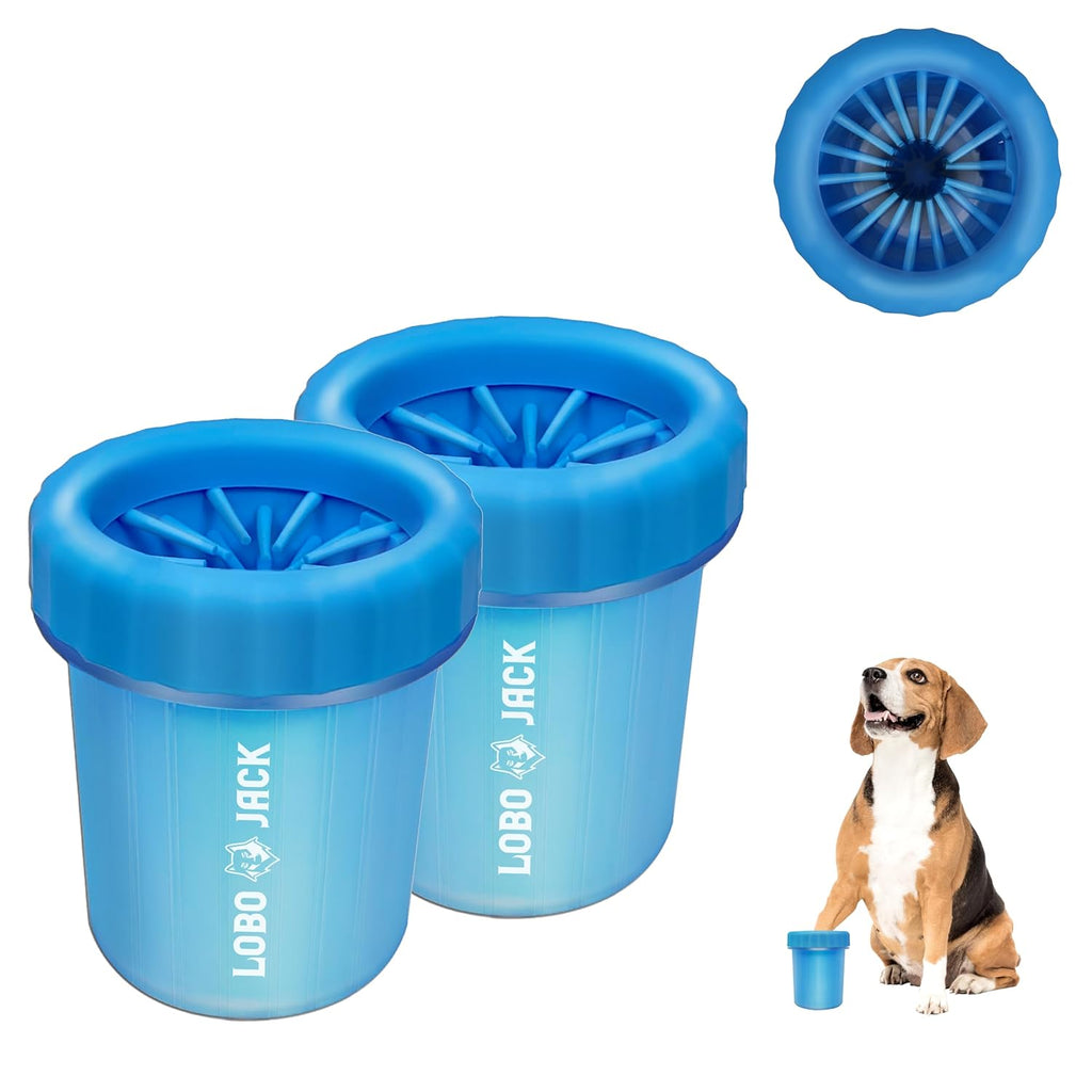 Dog Paw Cleaner, Portable Pet Cleaning 360º Silicone Washer Cup, for Small and Medium Breed Cats and Dogs (Blue) 2 Pack