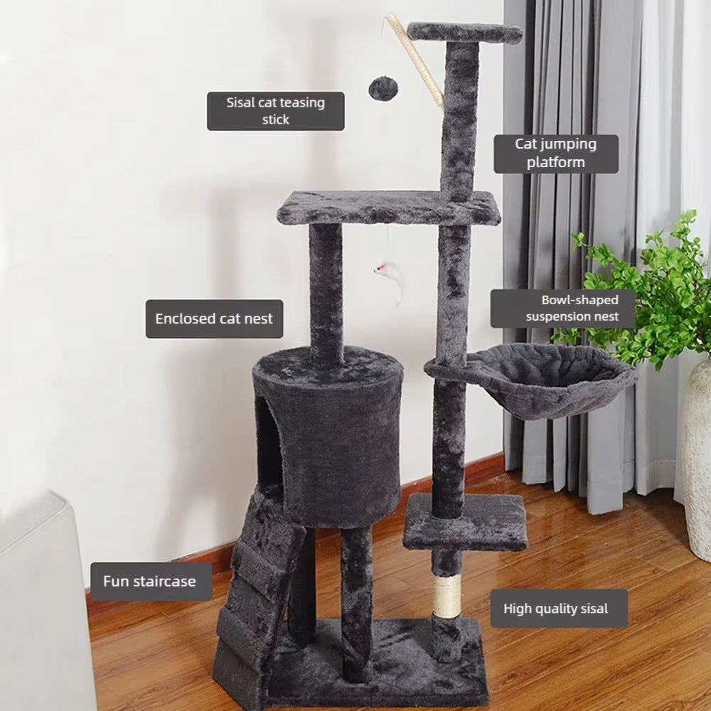 138Cm Cat Climbing Frame, Specialized for Cats,Cat Nest, Cat Tree Integrated,Large Cat Jumping Platform,Sisal Cat Climbing Pole