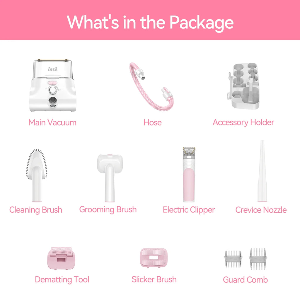 Grooming Vaccum, 4.5L Large Capacity Pet Grooming Kit & 5-In-1 Ultra-Low Noise Pet Grooming Vacu for Dog, Cat