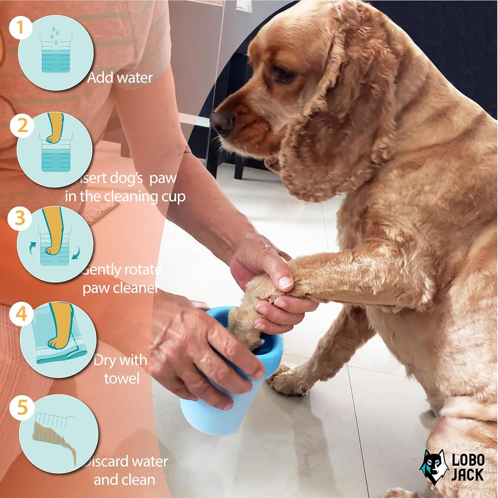 Dog Paw Cleaner, Portable Pet Cleaning 360º Silicone Washer Cup, for Small and Medium Breed Cats and Dogs (Blue) 2 Pack