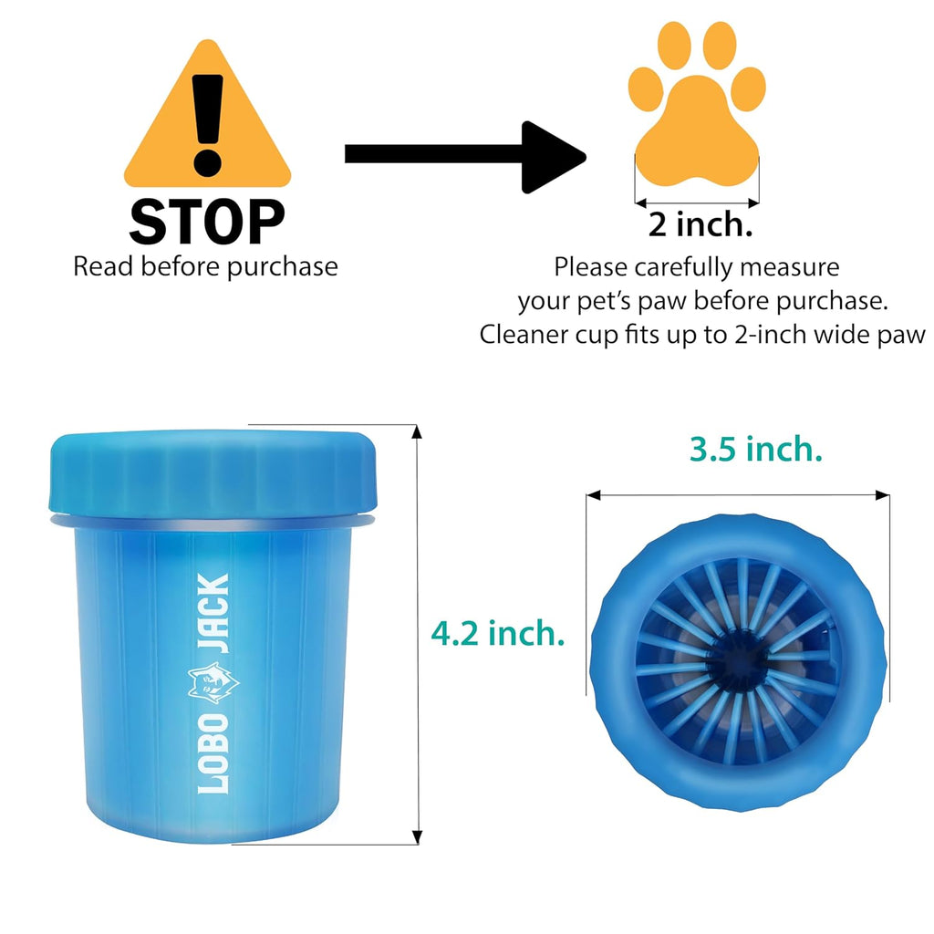 Dog Paw Cleaner, Portable Pet Cleaning 360º Silicone Washer Cup, for Small and Medium Breed Cats and Dogs (Blue) 2 Pack