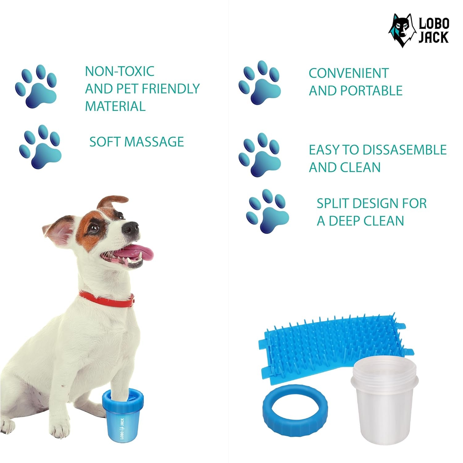 Dog Paw Cleaner, Portable Pet Cleaning 360º Silicone Washer Cup, for Small and Medium Breed Cats and Dogs (Blue) 2 Pack